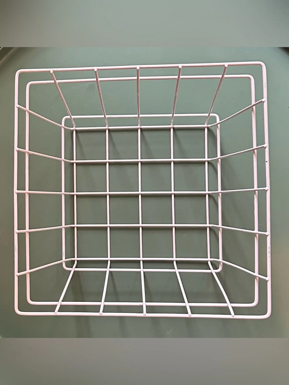 Pale pink metal basket